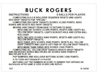 BUCK ROGERS (Gottlieb) Score Cards