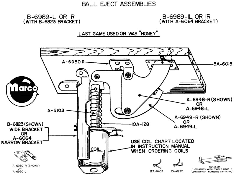 Williams Pinball Ball Eject Assembly Right B 9361 R 5 NOS Discontinued Williams Pinball Ball Eject Assembly Right B 9361 R 5 NOS Discontinued