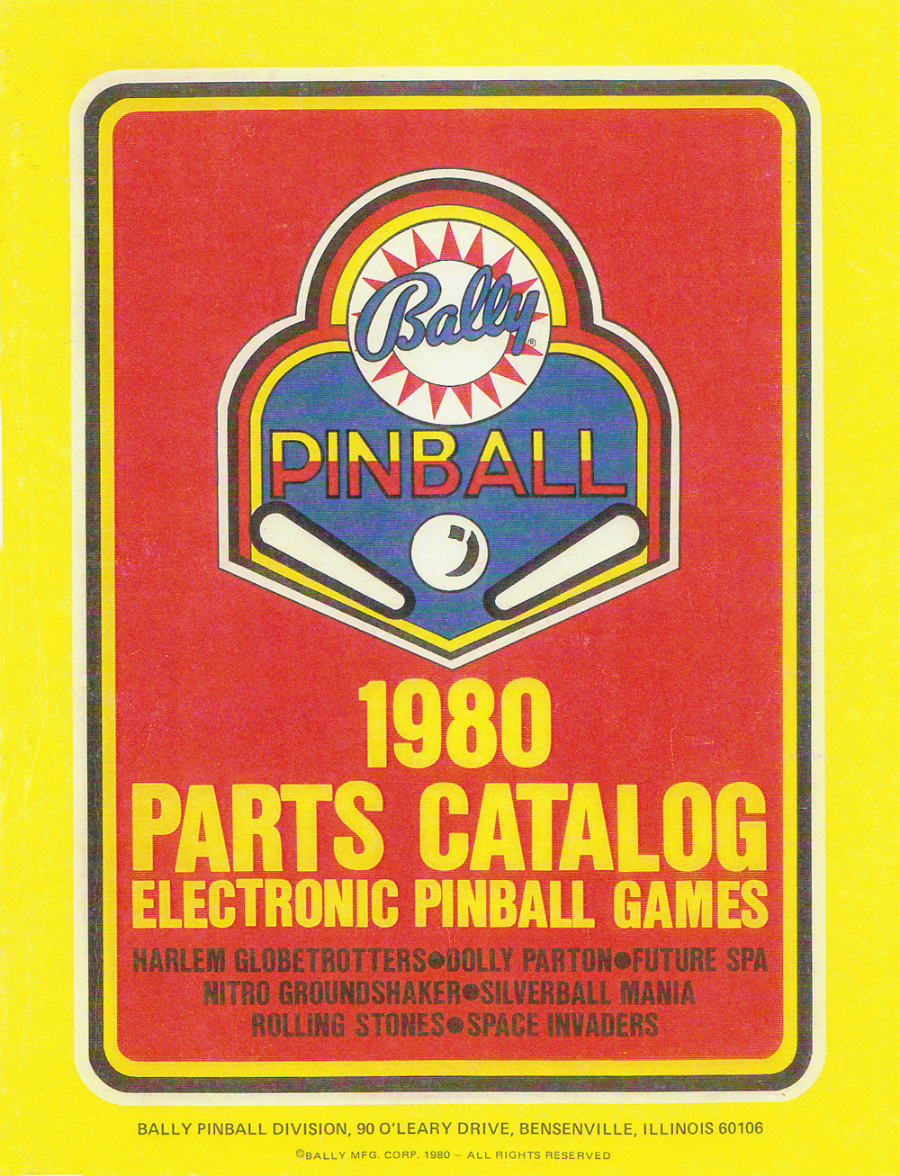 Bally 1980 Parts Catalog