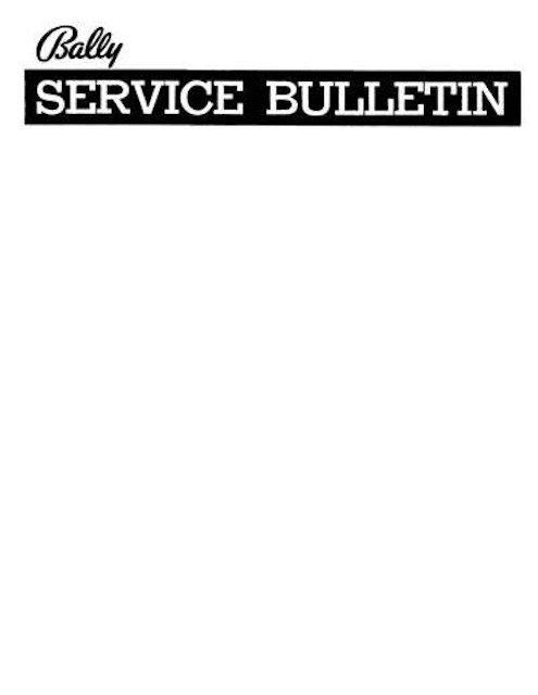 Bally 1977-80 Service Bulletins
