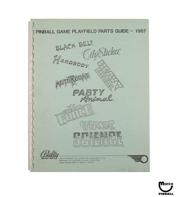 Bally 1987 Playfield Parts Guide