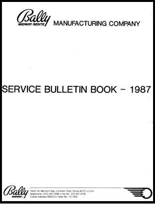 Bally 1987 Service Bulletins