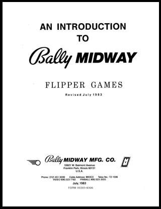 Introduction to Bally Flipper Games 1983