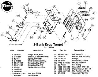 Drop target assembly Williams 3 bank