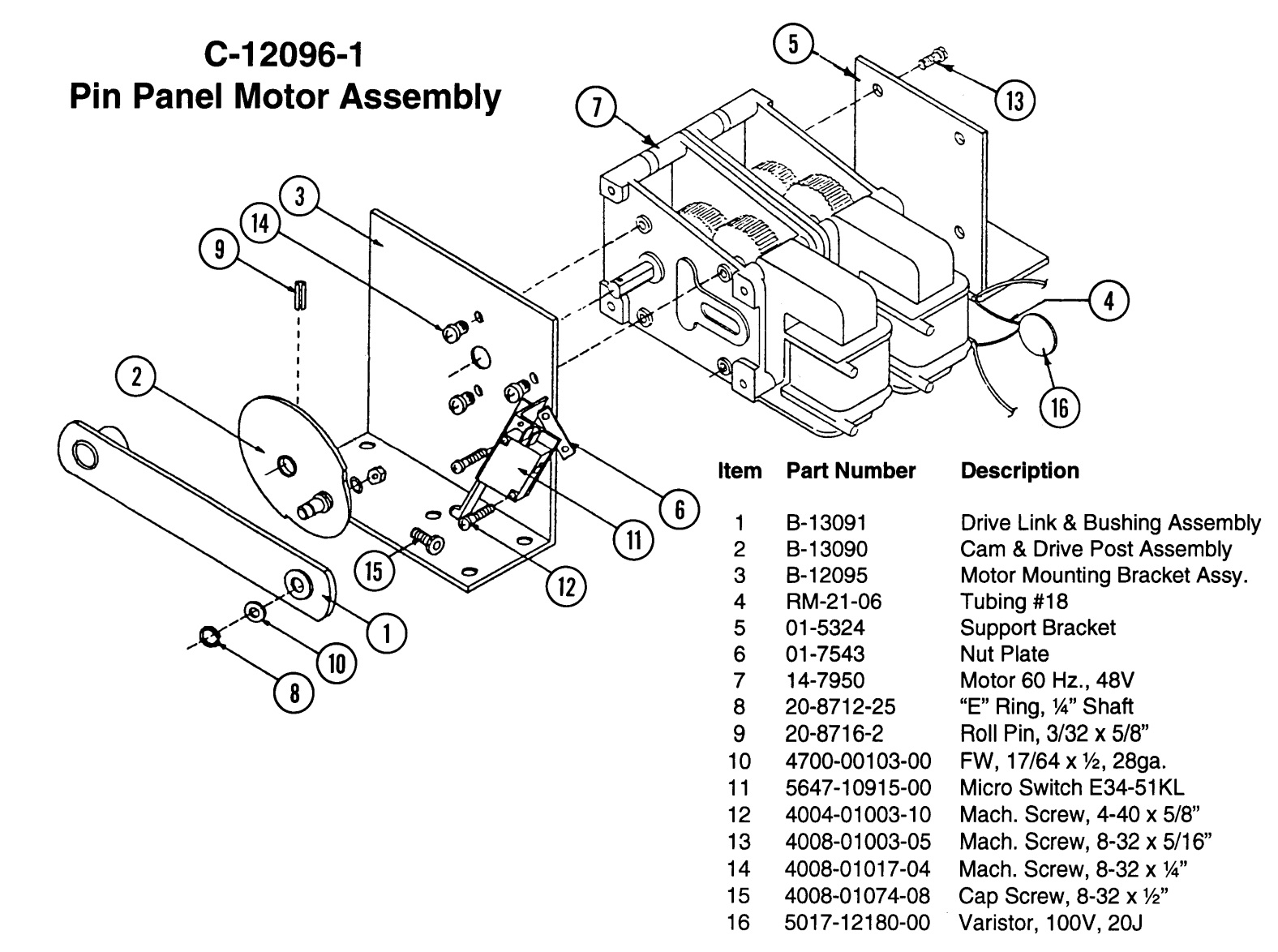 C-12096-1 - Shuffle pin panel motor assembly Williams
