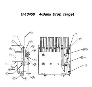 Drop target assembly Williams 4 bank