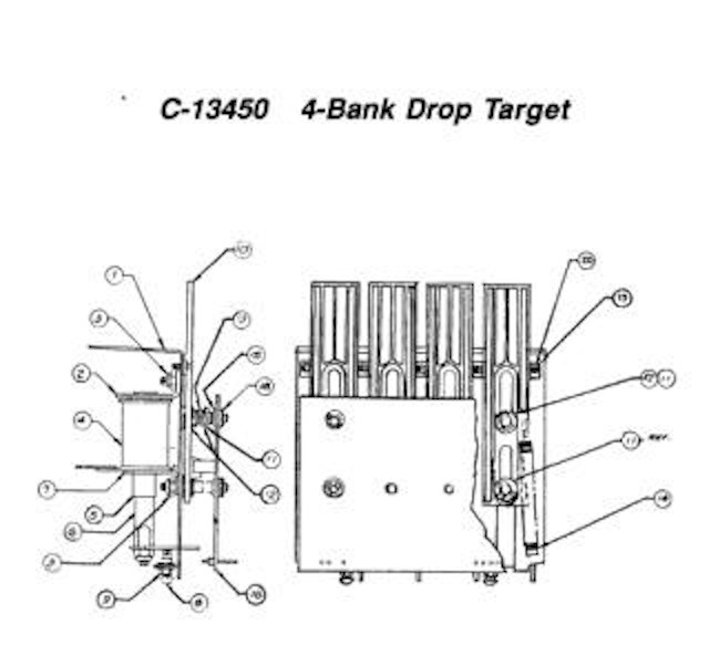 Drop target assembly Williams 4 bank