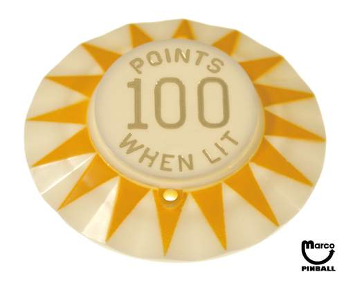 Pop bumper cap sunburst 'Points 100 W/Lit' Y/GL USE A-3713-12