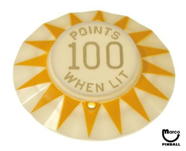 Pop bumper cap sunburst 'Points 100 W/Lit' Y/GL USE A-3713-12