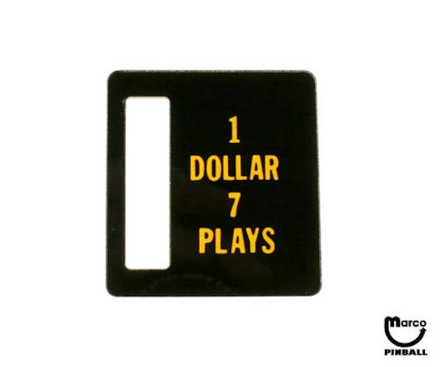 Price plate Bally 1 Dollar 7 Plays