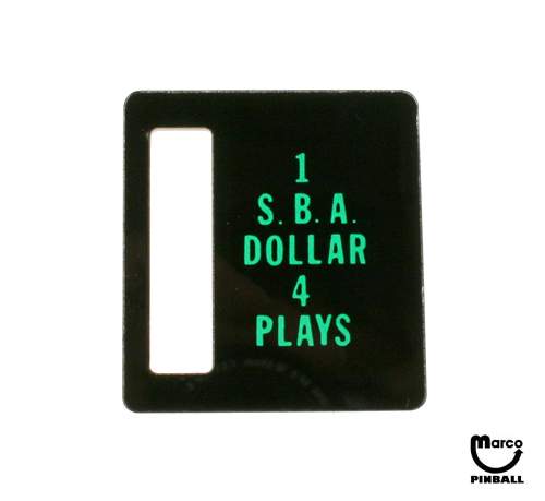 Price plate Bally 1 SBA Dollar 4 Plays