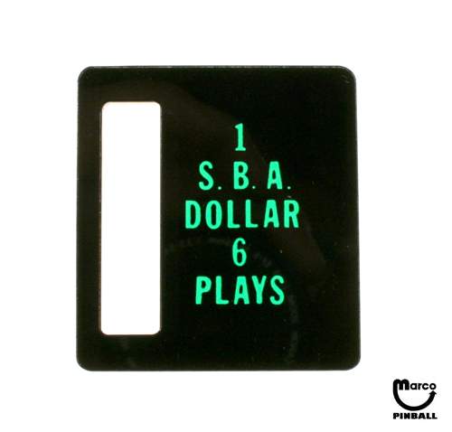 Price plate Bally 1 SBA Dollar 6 Plays