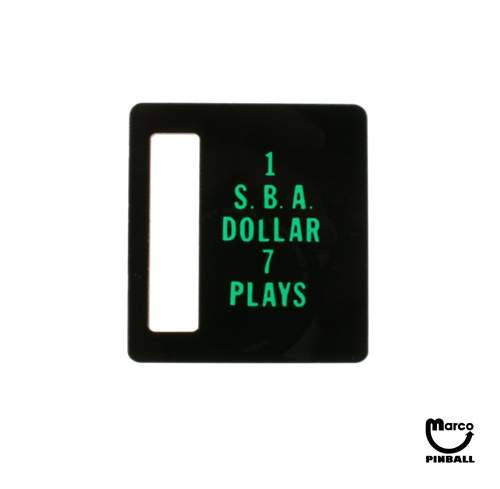 Price plate Bally 1 SBA Dollar 7 Plays