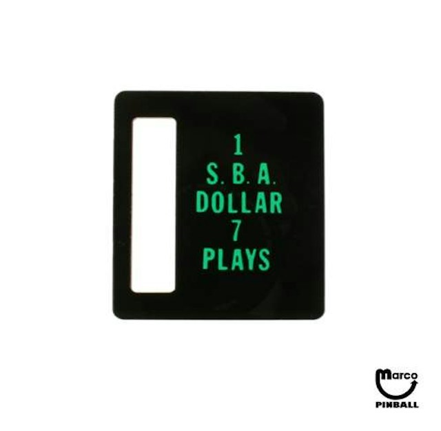 Price plate Bally 1 SBA Dollar 7 Plays
