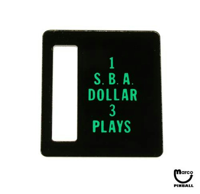 Price plate Bally 1 SBA Dollar 3 Plays