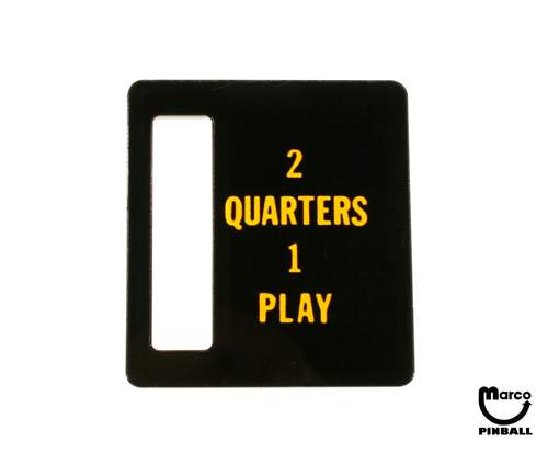 Price plate Bally 2 Quarters 1 Play