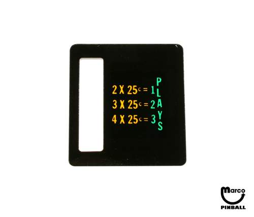 Price plate Bally 2/3/4 x 25¢