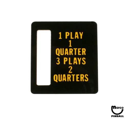 Price plate Bally 1 Play/1 Quarter/3 P