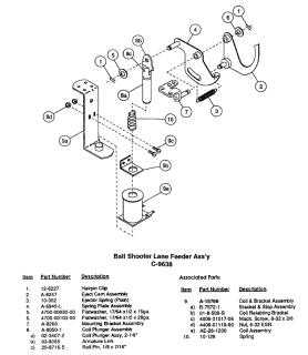 C-9638 - Ball shooter lane feeder assembly Williams - Marco