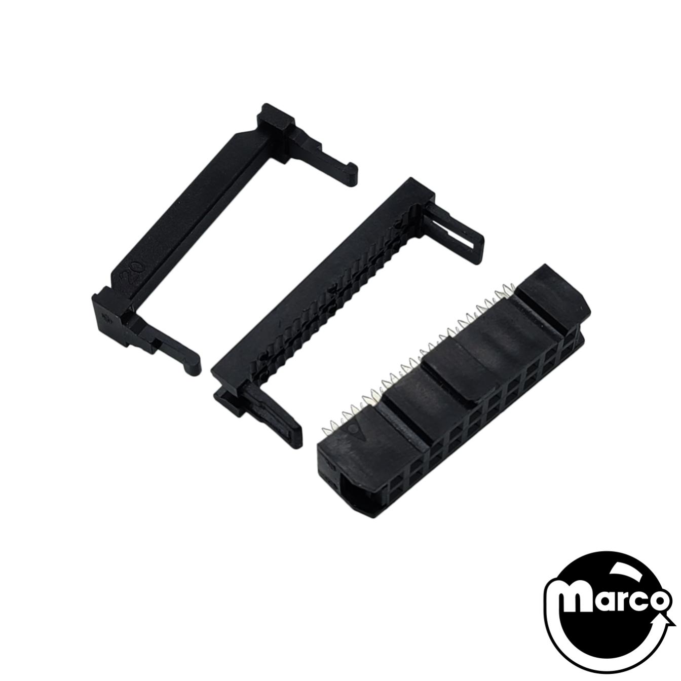 Right angle connector .100 inch dual row 20 circuit