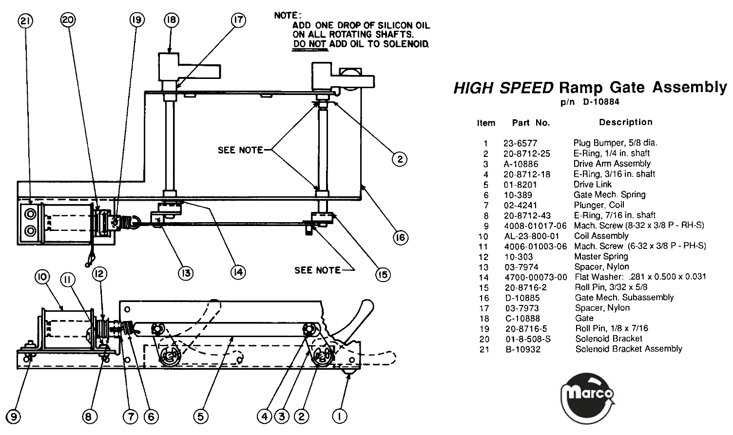 HIGH SPEED (Williams) Ramp gate assembly