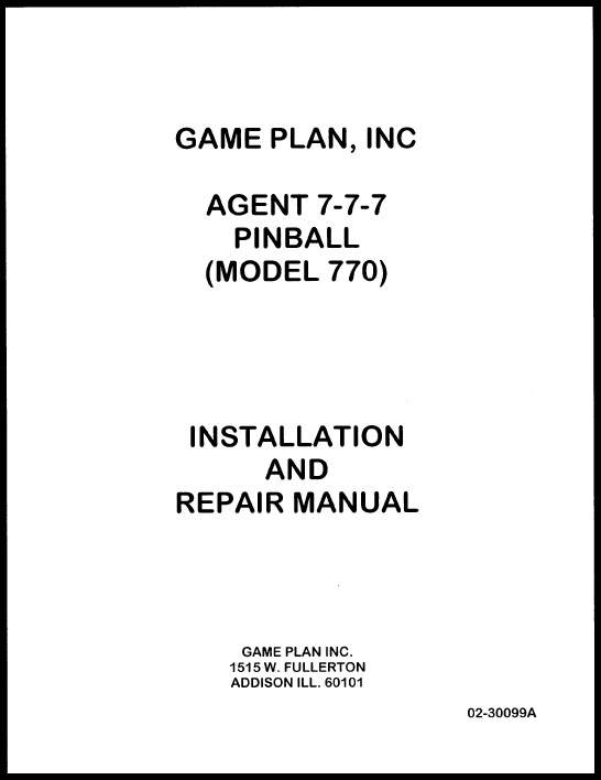 AGENTS 777 (Game Plan) Manual