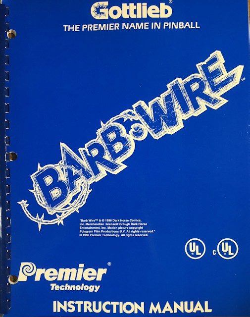 BARB WIRE (Gottlieb) Manual