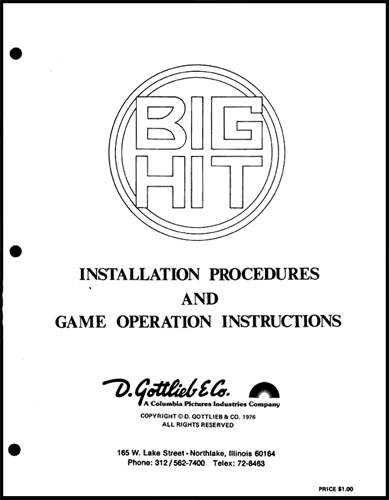 BIG HIT (Gottlieb) Manual & Schematic