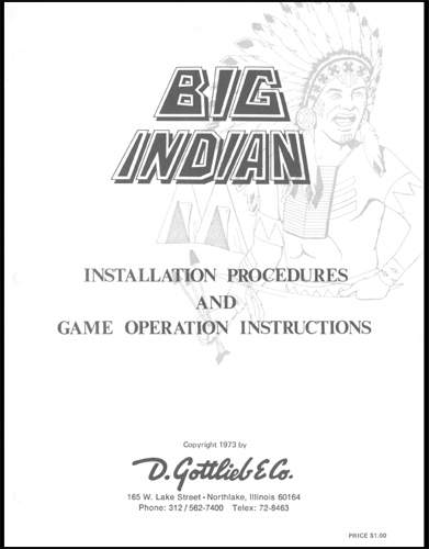 BIG INDIAN (Gottlieb) Manual & Schematic