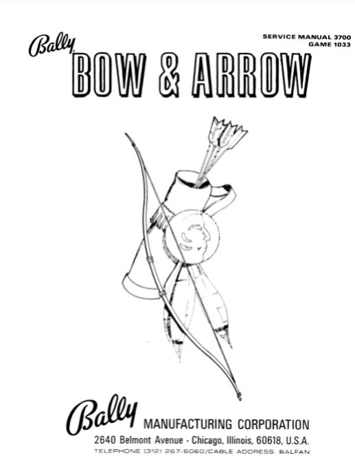 BOW AND ARROW (Bally) Manual & Schem.