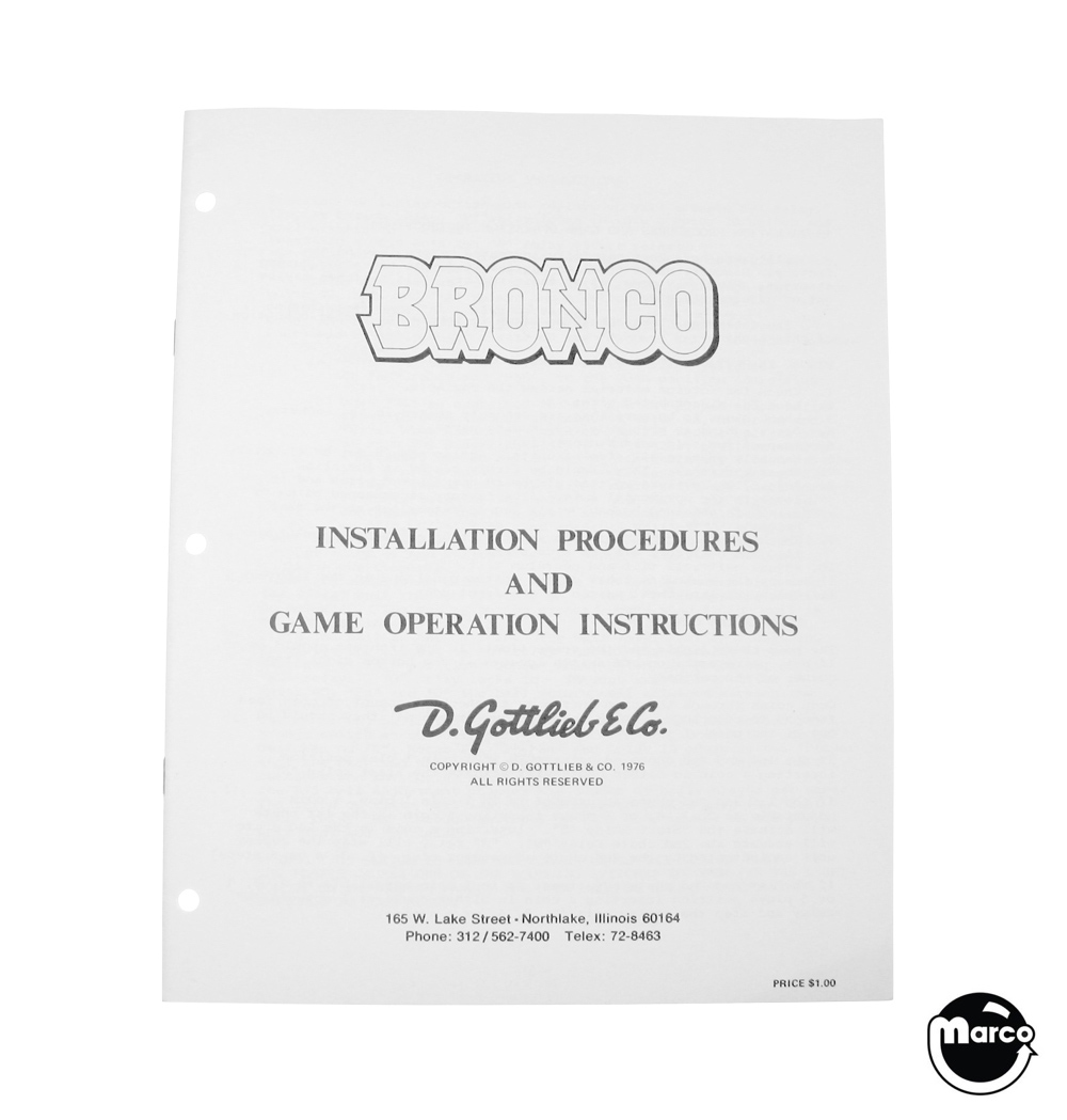 BRONCO (Gottlieb) Manual & Schematic
