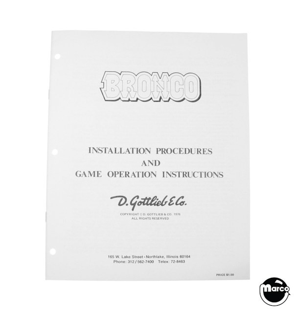 BRONCO (Gottlieb) Manual & Schematic