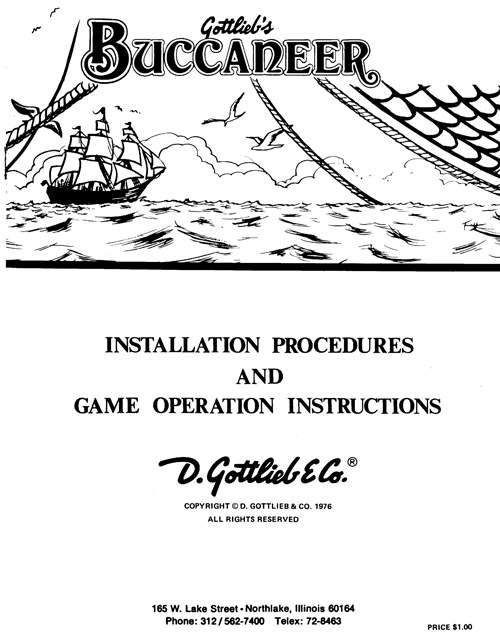 BUCCANEER (Gottlieb 1976) Manual & Schematic