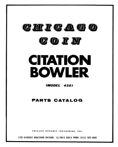 CITATION (Chicago Coin) Manual & Schem.