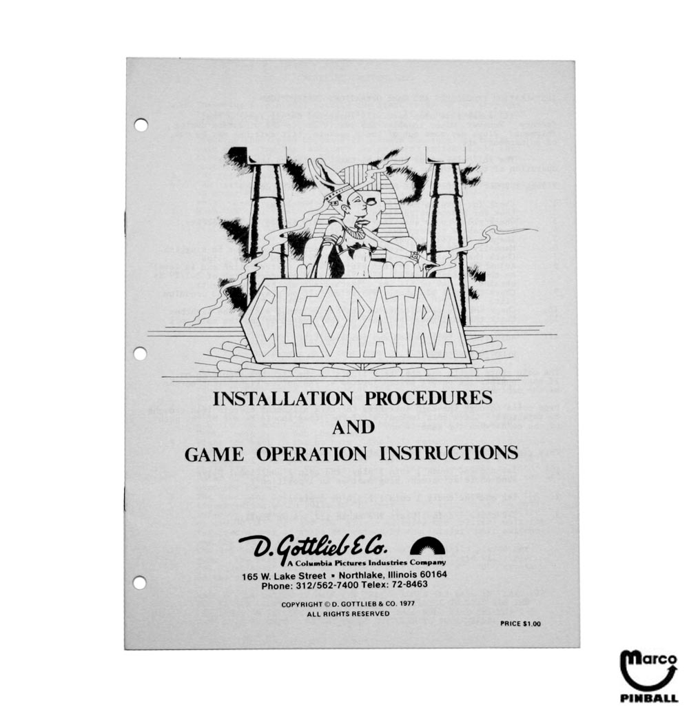 CLEOPATRA (Gottlieb) Manual & Schematic EM