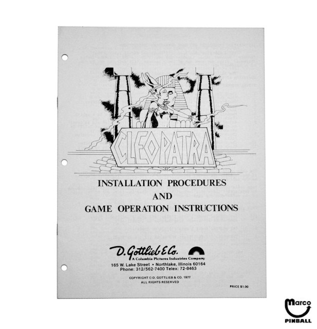 CLEOPATRA (Gottlieb) Manual & Schematic EM