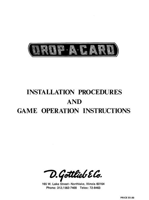 DROP A CARD (Gottlieb)  Manual & Schem.