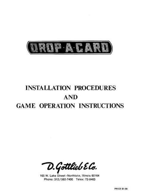 DROP A CARD (Gottlieb) Manual & Schem.