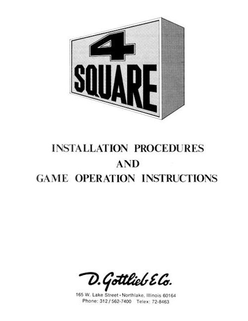 4 SQUARE (Gottlieb) Manual and schematic
