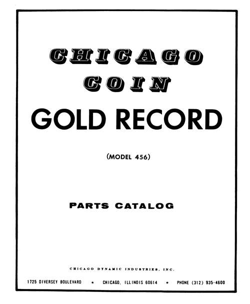 GOLD RECORD (Chicago Coin) Manual & Schem