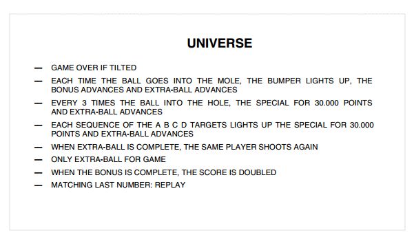 UNIVERSE (Zaccaria) Score cards (4)