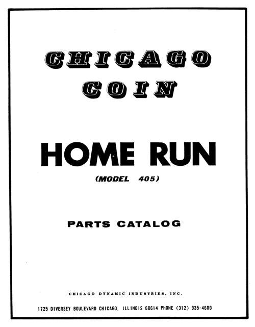 HOME RUN (Chicago Coin 1972) Manual/Schematic