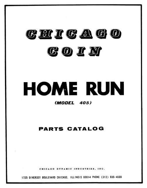 HOME RUN (Chicago Coin 1972) Manual/Schematic
