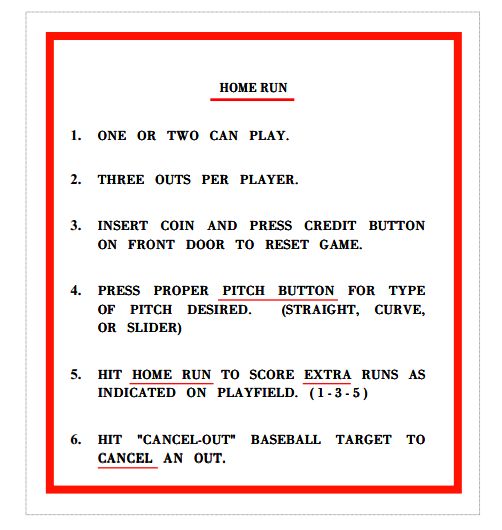 HOME RUN (Chicago Coin) Score cards (2)