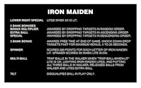 IRON MAIDEN (Stern) Score cards