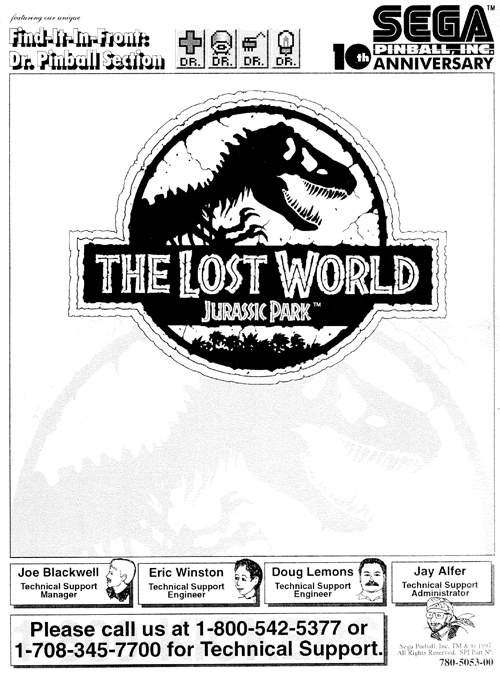 LOST WORLD JURASSIC PARK (Sega) Manual
