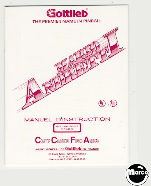 MARIO ANDRETTI (Gottlieb) Manual FRENCH