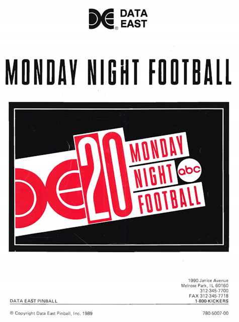 MONDAY NIGHT FOOTBALL (DE) Manual 780-5007-00
