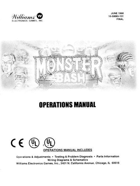 MONSTER BASH (Williams) Manual