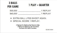 QUICKSILVER (Stern) Score Cards